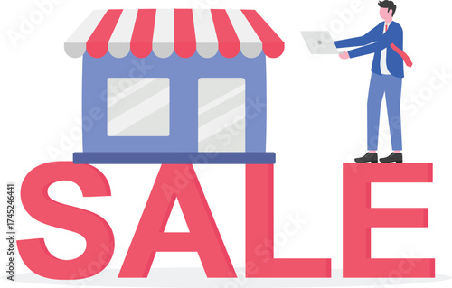Business-to-business sales, sales promotion, satisfaction, and loyalty concept with people characters.

