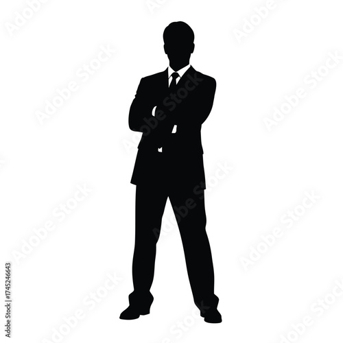 Businessman silhouette arms crossed formal wear suit
