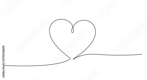 Continuous Line Drawing of a Heart Shape Minimalist Design for Love and Affection