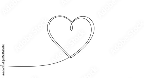 Continuous Line Heart Minimalist Romanticism for Valentine's Day and Love-Themed Designs