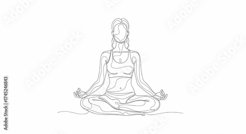 Yoga Meditation Line Art Serene Wellness and Inner Peace