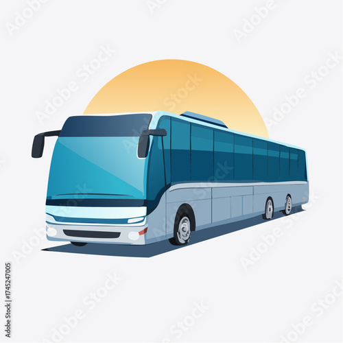 Modern Coach Bus Illustration Travel, Transportation and Urban Journey Concept
