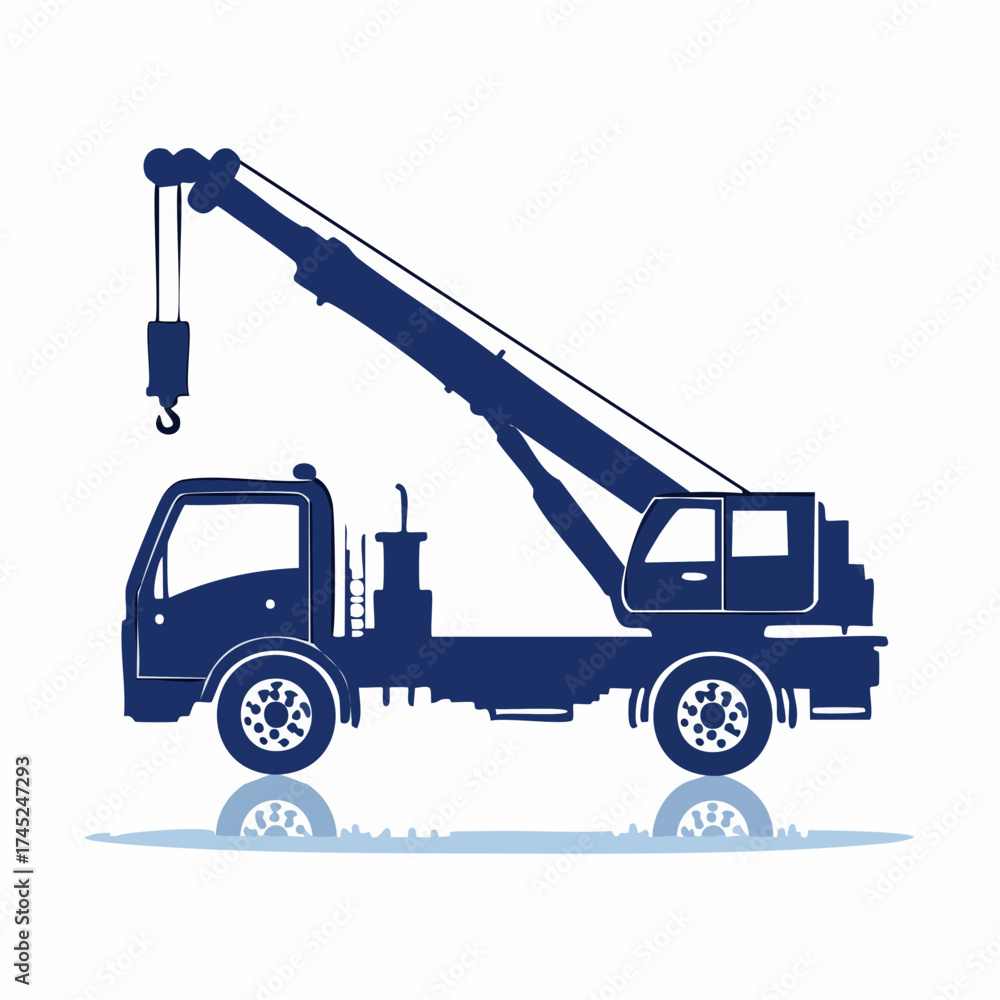 Naklejka premium Vector illustration of an industrial mobile crane truck for construction work