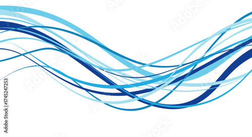 Blue Waves Flowing Abstract Water Stream Vector Background