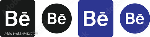 Behance Logo Icon Collection, vector flat of social media behance logo,Isolated set of social network Behance logo icons vector
