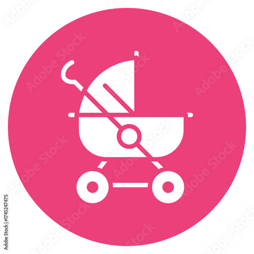 Stroller icon vector image. Can be used for Baby Shower.