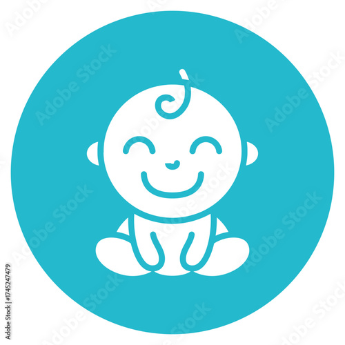 Smiling Baby icon vector image. Can be used for Baby Shower.