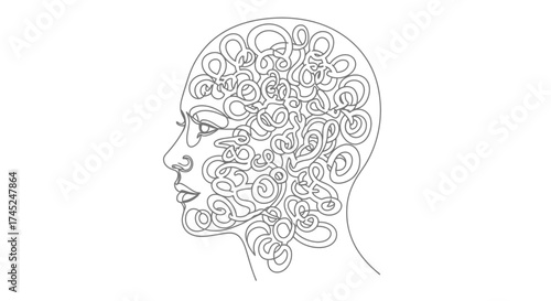 Intricate Mind A Line Art Portrait of Thought and Complexity