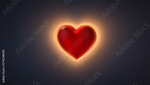Glowing red heart symbol with warm light aura