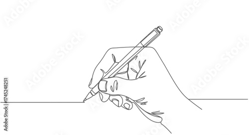 Hand with Pen Drawing a Line A Minimalist Artistic Expression