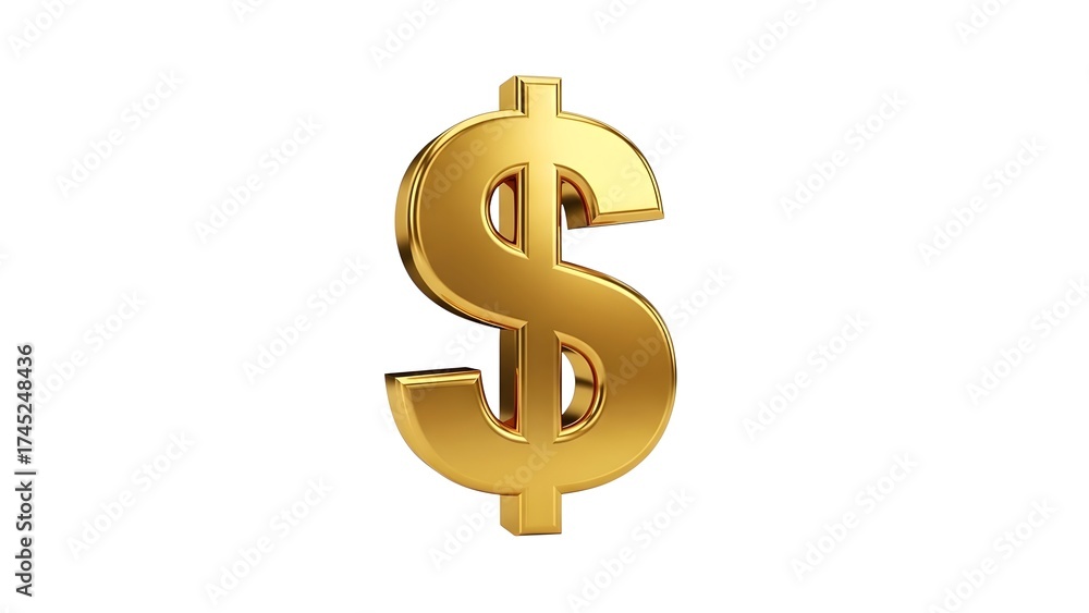 Fototapeta premium Golden dollar symbol image for finance wealth investment money currency economy and business illustration on transparent background