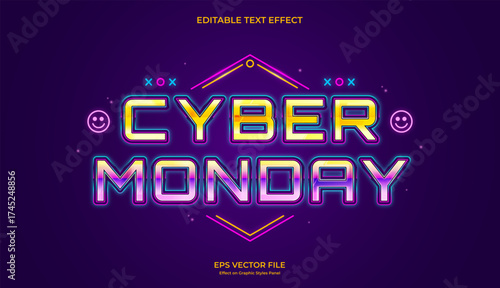 decorative colorful cyber monday editable text effect design
