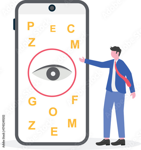 Vision screening, heart screening, anemia screening concept with tiny people
