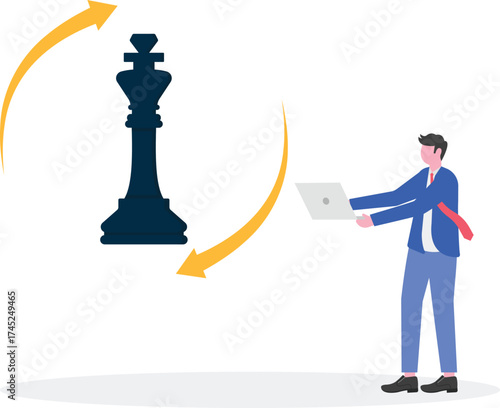 Business merger, corporate consolidation, synergy strategy concept with character.

