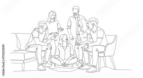 A group of diverse people sitting in a circle, engaged in a lively discussion.