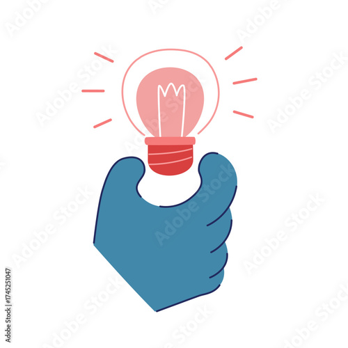 hand holding glowing light bulb symbolizing creative idea and innovation concept
