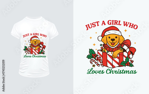 Golden Retriever Dog in Gift Box Loves Christmas puppy
