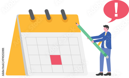 Businessman marks important day on calendar with red circle
