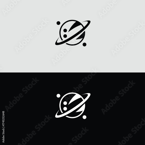 Planet logo design, a modern and creative symbol for space exploration, technology, and innovation, isolated on white background perfect for space agencies, tech startups, and science projects