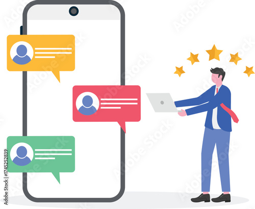 Customer feedback or review, client praise or opinion, message or positive comment,
