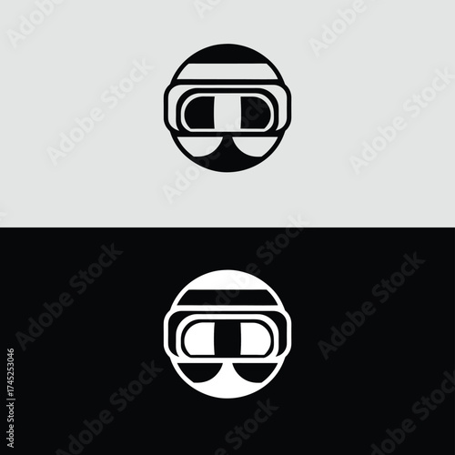 A minimalist icon of a virtual reality headset, presented in both black on white and white on black, ideal for tech blogs, gaming sites, or any digital content related to vr technology
