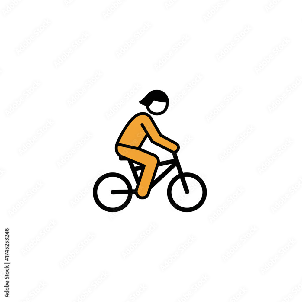 Fototapeta premium Person riding a bicycle in a minimal style isolate on a transparent background