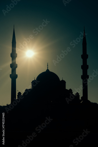 The Süleymaniye Mosque in Istanbul at sunset