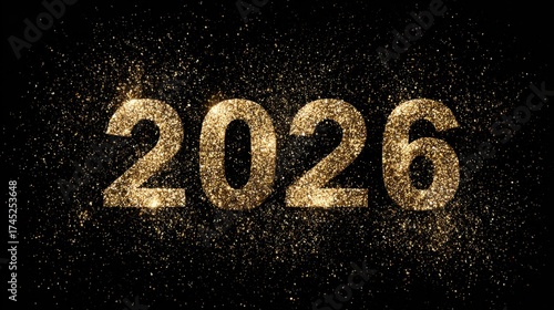 Golden sparkles mark the year 2026