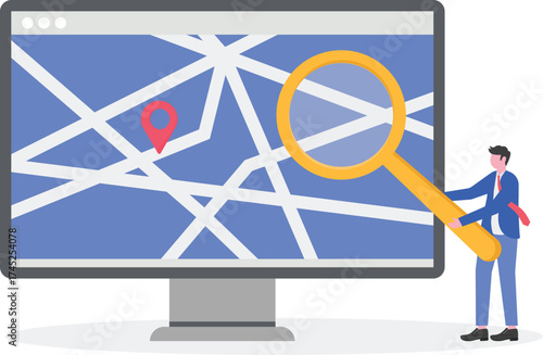 Local SEO, reputation management, mobile SEO concept with tiny people.
