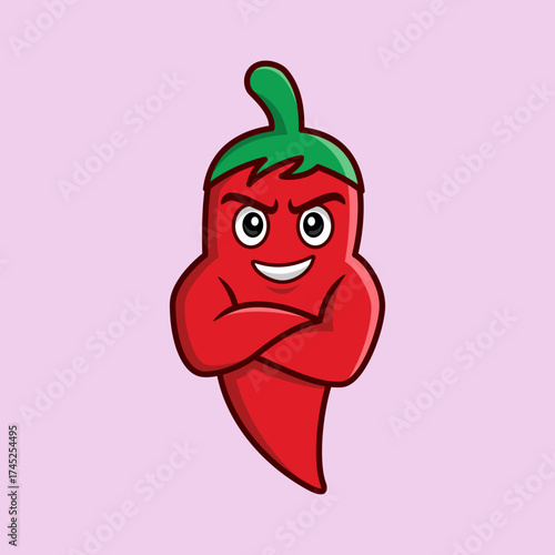 Red chili mascot hot spicy cartoon vector design