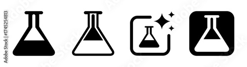 Lab sign and chemical flask icon vector illustration on transparent PNG background, science symbol design for research apps, educational graphics, experiments, and digital laboratory interfaces