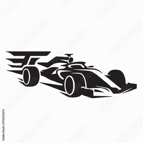 Minimalist Formula One Racing Car Logo Vector in Modern Style