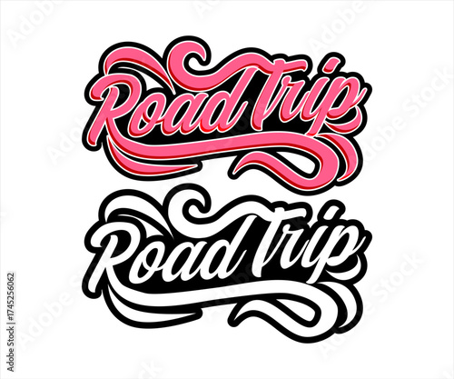Road trip logo sticker badge emblem vector illustration typography recreation camp