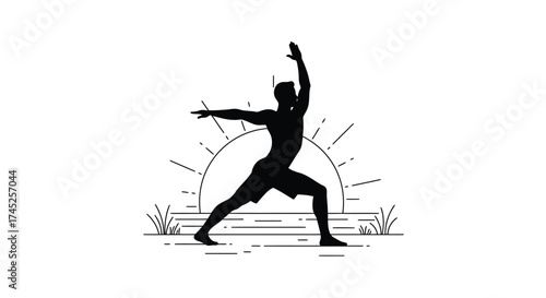Silhouette of a person practicing yoga during a sunrise or sunset