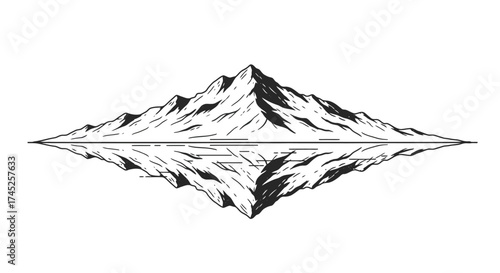 Fotografie A symmetrical mountain range illustration with mirrored reflection design