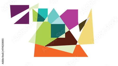 Geometric Abstract Design with Overlapping Shapes and Bold Color Palette