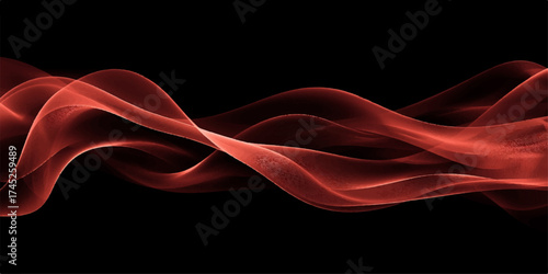 Abstract red smoke swirling on black background