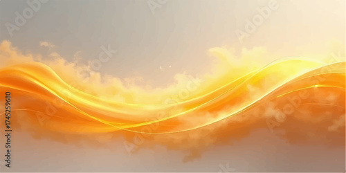 Bright abstract orange and yellow waves illustrate a vibrant background design, capturing the color and energy of a sunset