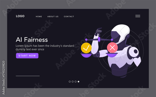 AI Fairness Concept with Balancing Robot Vector Illustration