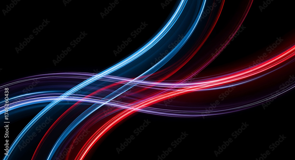 Naklejka premium Curved Glowing Lines Representing Motion and Speed 