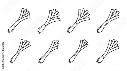 Hand drawn leeks in a grid pattern fresh organic produce ingredient food ingredient drawing art vector