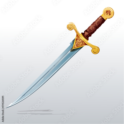 ornate medieval sword with golden hilt