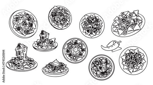Hand drawn sketch collection of turkish desserts and tea cups in a delightful arrangement vector