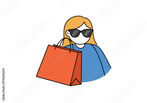 Woman wearing sunglasses holding shopping bag representing Black Friday  