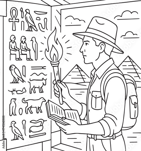  Archaeologist Studying Ancient Wall Carvings