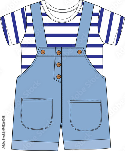 boys dungaree artwork print illustrations 