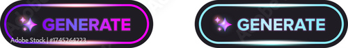 AI Generate glossy button vector icon, futuristic neon glow design for a website or application, creative user interface element, Artificial intelligence generate button