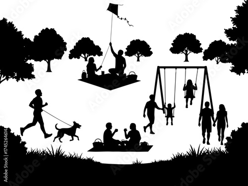 Wallpaper Mural Silhouette of people enjoying activities in the park. family lifestyle. Torontodigital.ca