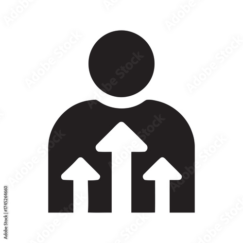 Team growth and collective development icon with people and upward arrows showing group improvement and shared progress towards a common goal