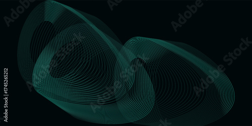 Abstract background with futuristic glowing green geometric line design. Modern gradient curved line pattern. Vector concept for banners, brochures, flyers, covers, presentations, and websites.